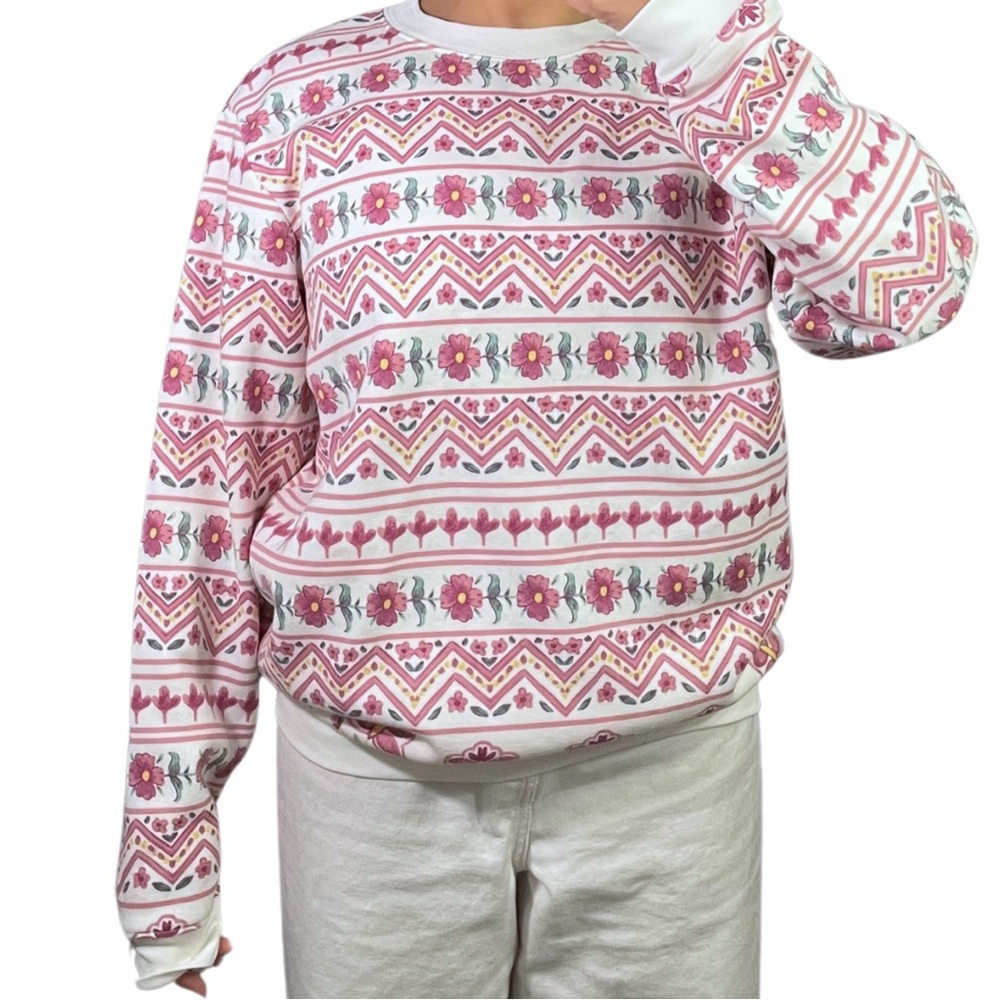 Floral Patterned Pink Sweater